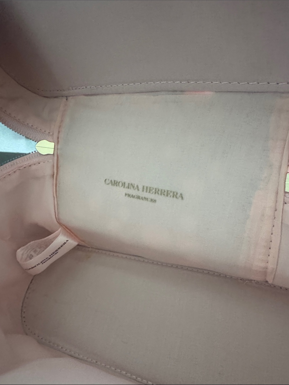 Carolina Herrera Black Floral Cosmetic Pouch with Pink Trim with bonus pink bag - Picture 3 of 5